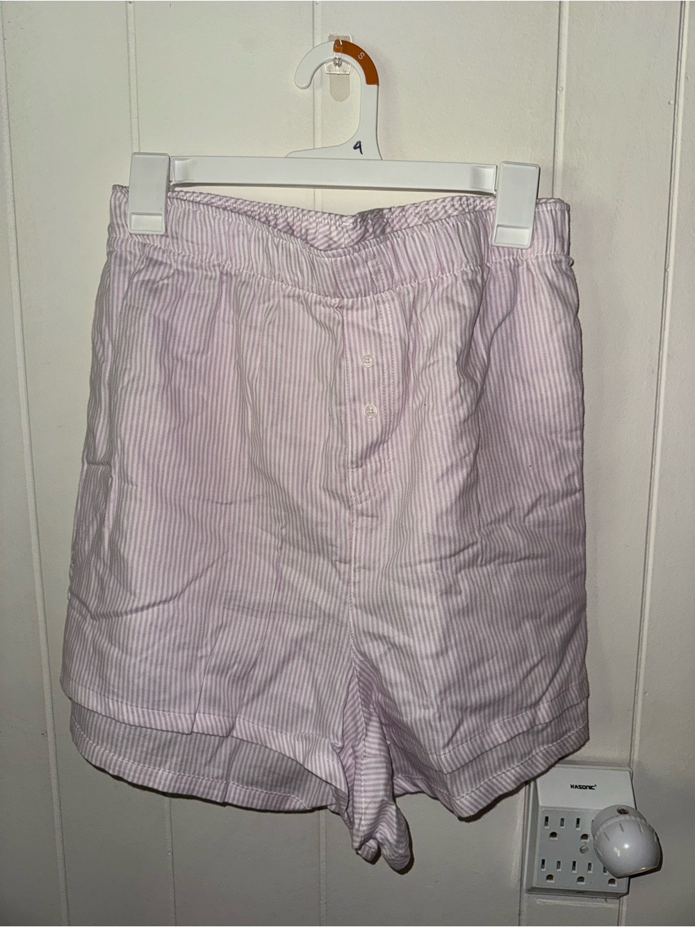 wild fable Light Pink Striped High-Waist Shorts